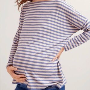 Hatch The Perfect Longsleeve Tee Size 3 Large Color Blue Grey Stripe NWT